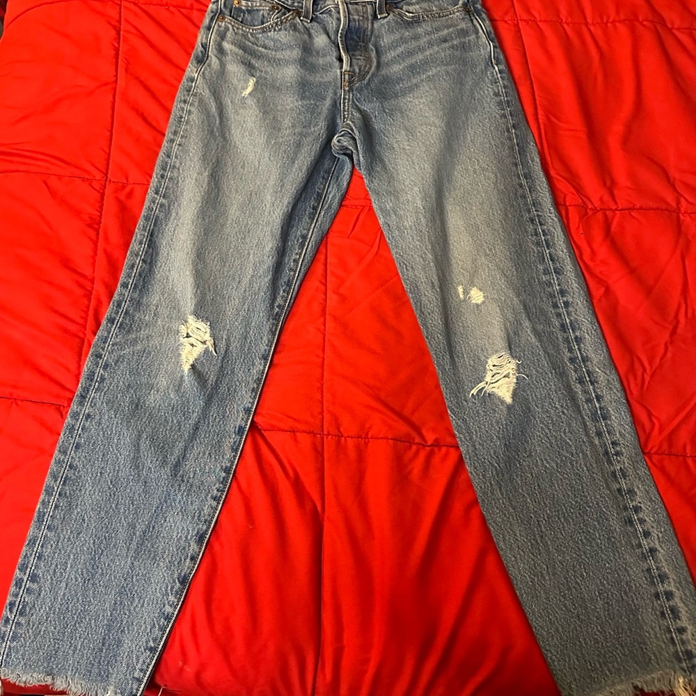 Distressed Blue Jeans